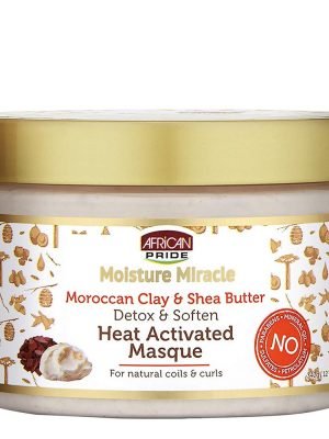 AFRICAN PRIDE Moisture Miracle Moroccan Clay & Shea Butter Heat Activated Masque (12oz)
