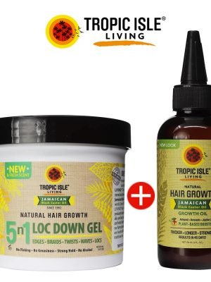 TROPIC ISLE LIVING Jamaican Black Castor Hair Growth & 5n1 Loc Down Gel Combo Pack