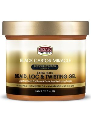 AFRICAN PRIDE Black Castor Miracle Braid Loc & Twist Gel (8oz)
