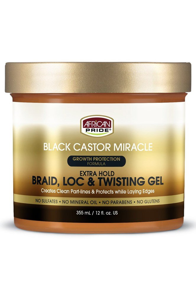 AFRICAN PRIDE Black Castor Miracle Braid Loc & Twist Gel (8oz)