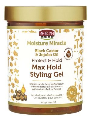 AFRICAN PRIDE Moisture Miracle Max Hold Styling Gel (18oz) Black Castor & Jojoba Oil