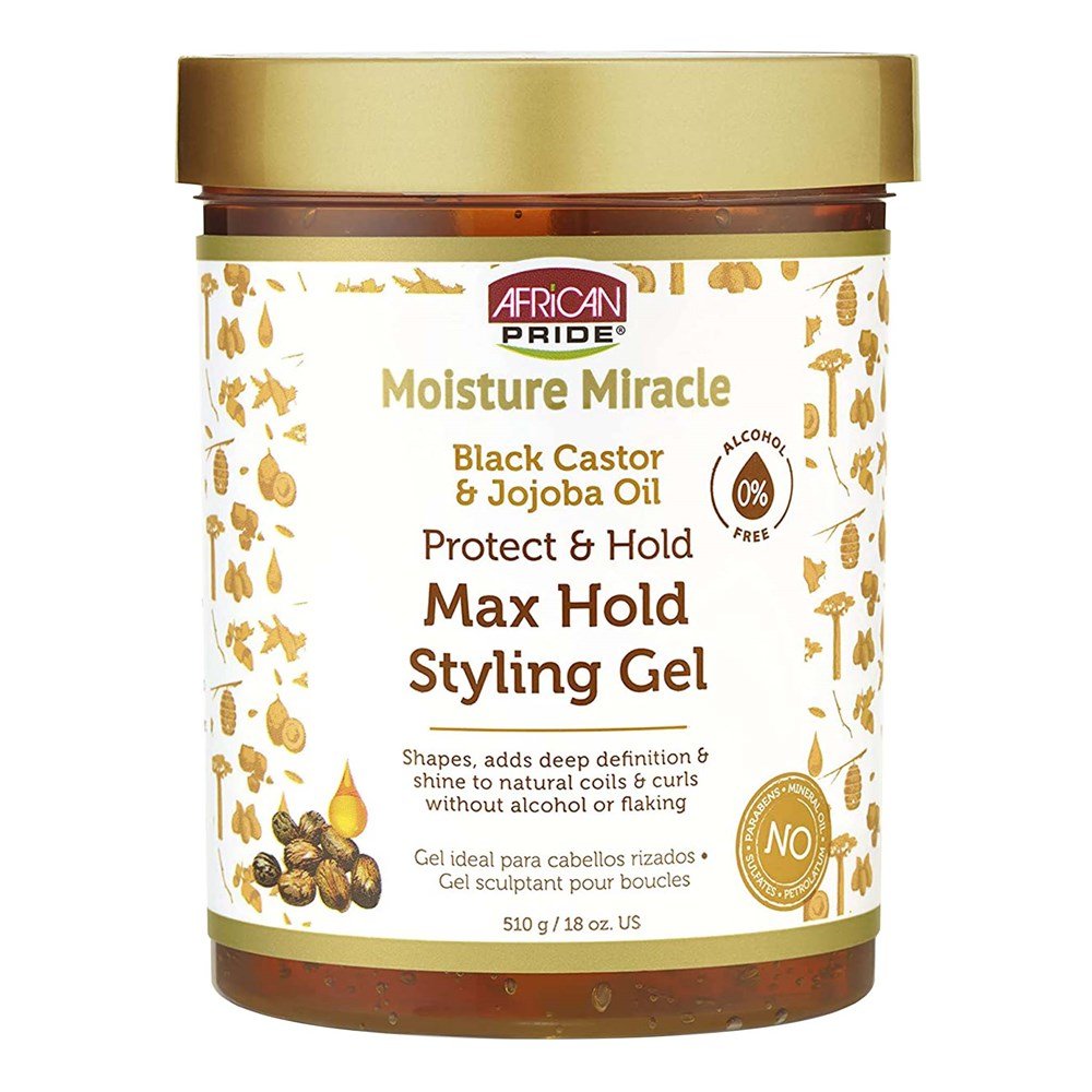 AFRICAN PRIDE Moisture Miracle Max Hold Styling Gel (18oz) Black Castor & Jojoba Oil
