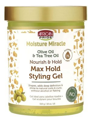 AFRICAN PRIDE Moisture Miracle Max Hold Styling Gel (18oz) Olive Oil & Tea Tree Oil